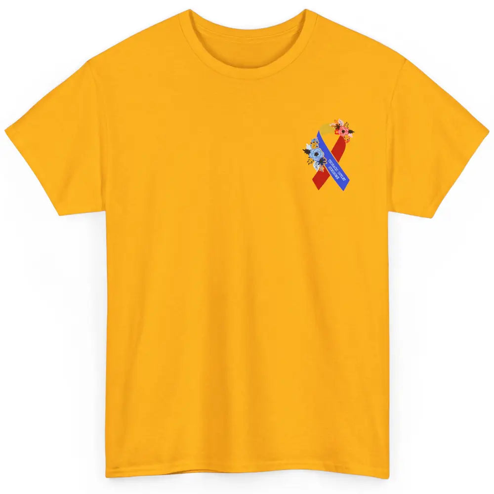 Thoracic Outlet Syndrome Awareness Floral Blue Red Ribbon Classic Unisex T-Shirt