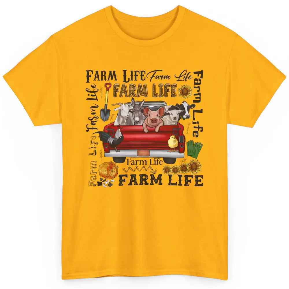 Sunflower Western Farm Life Animals Vegan Cow Pig Rooster Classic Unisex T-Shirt