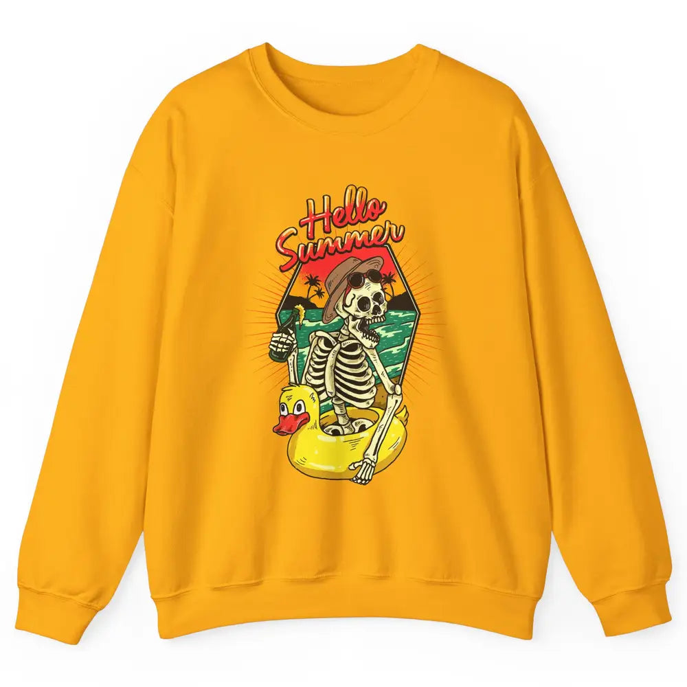 Summer Vibes Skeleton Funny Skeleton On Beach Sunset Unisex Crewneck Sweatshirt