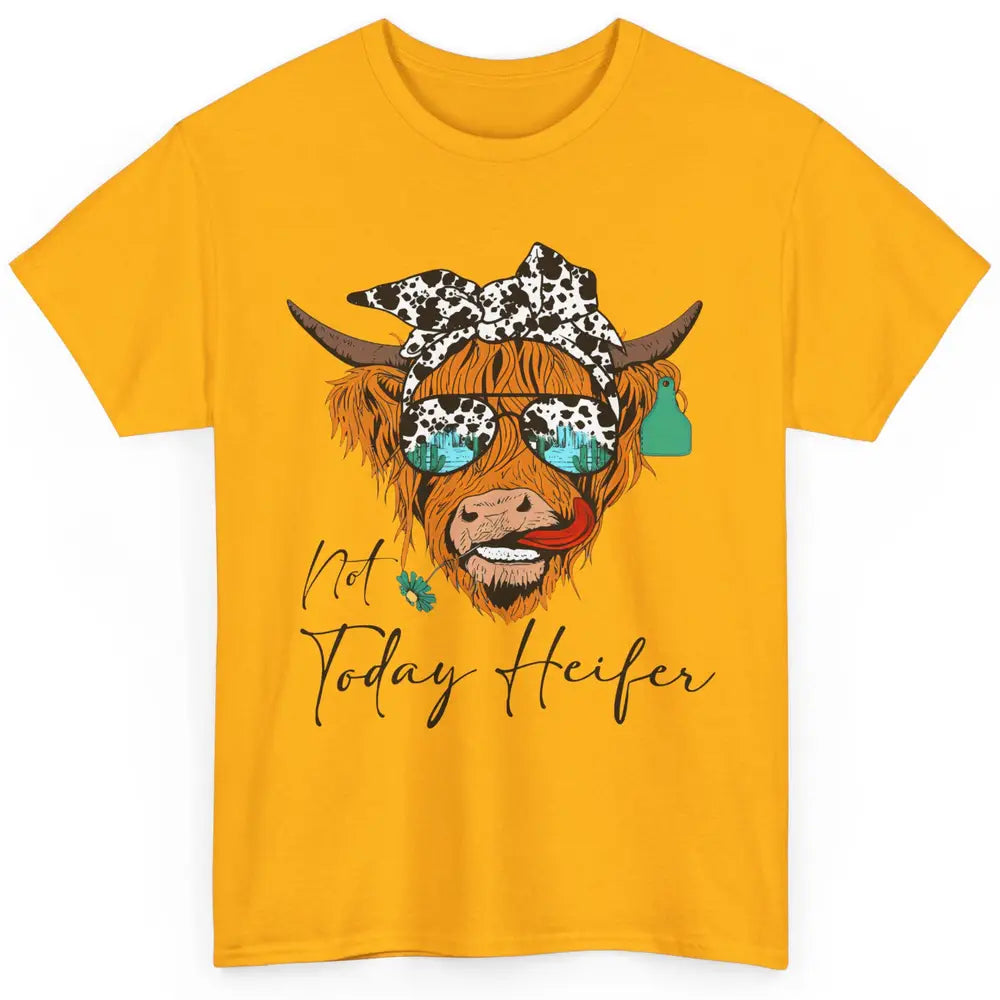 Desert Highland Cow Sunglasses Not Today Heifer Cow Lovers Classic Unisex T-Shirt