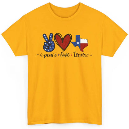 US Flag Peace Love Texas State Map Texan Pride Western Classic Unisex T-Shirt