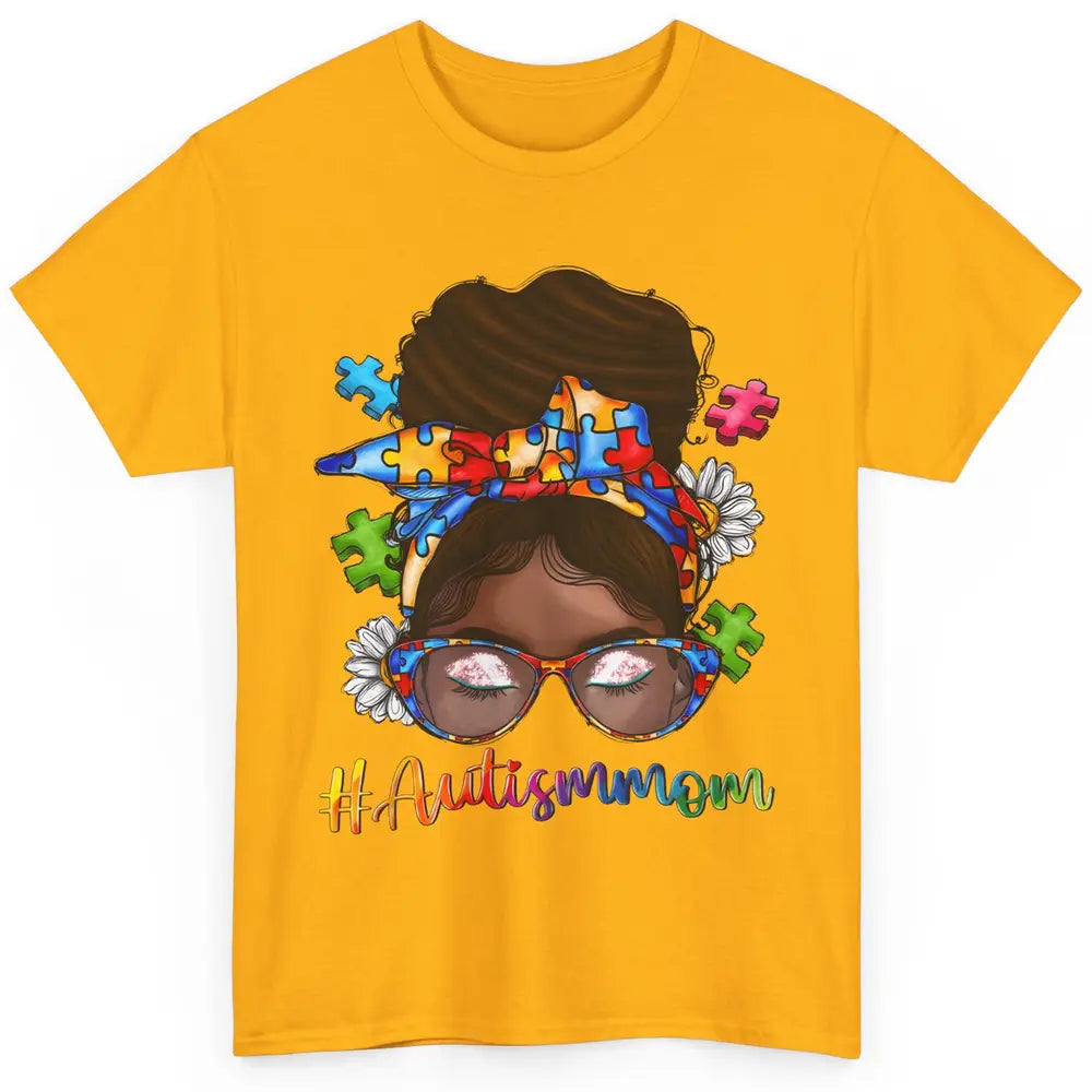 Autism Afro Mom Curly Hair American African Autism Awareness Classic Unisex T-Shirt