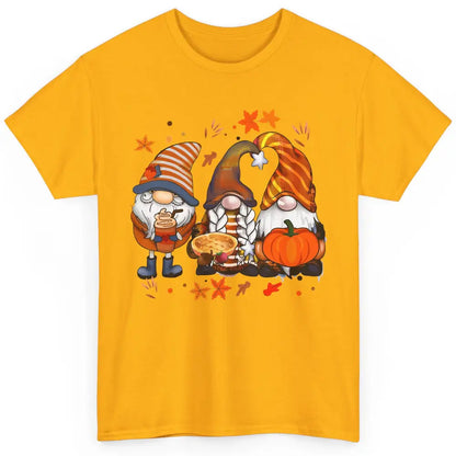 Retro Fall Gnomies Pumpkin Falling Leaves Thanksgiving Gnome Classic Unisex T-Shirt