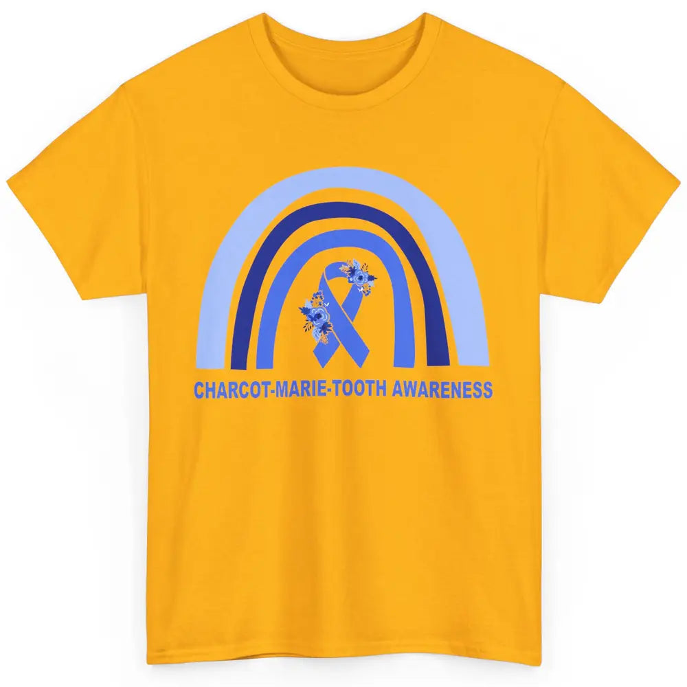 Charcot-marie-tooth Disease Awareness Floral Blue Rainbow Classic Unisex T-Shirt