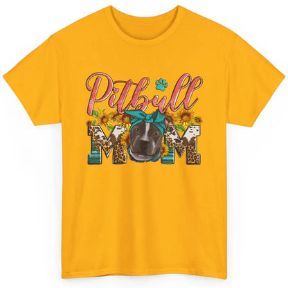 Sunflower Leopard Pitbull Mom Western Pitbull Dog Lady Gift Classic Unisex T-Shirt