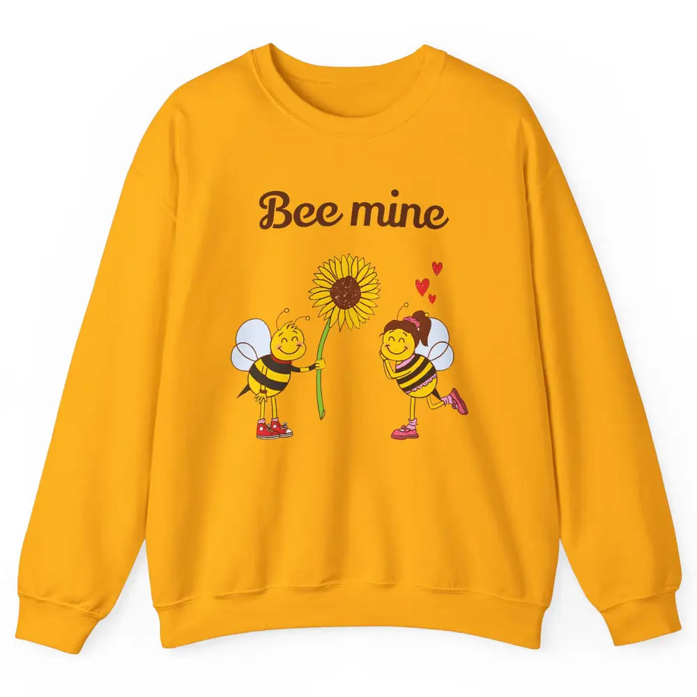 Bee Mine Love Valentine's Day Couple Romantic Bee Love Unisex Crewneck Sweatshirt