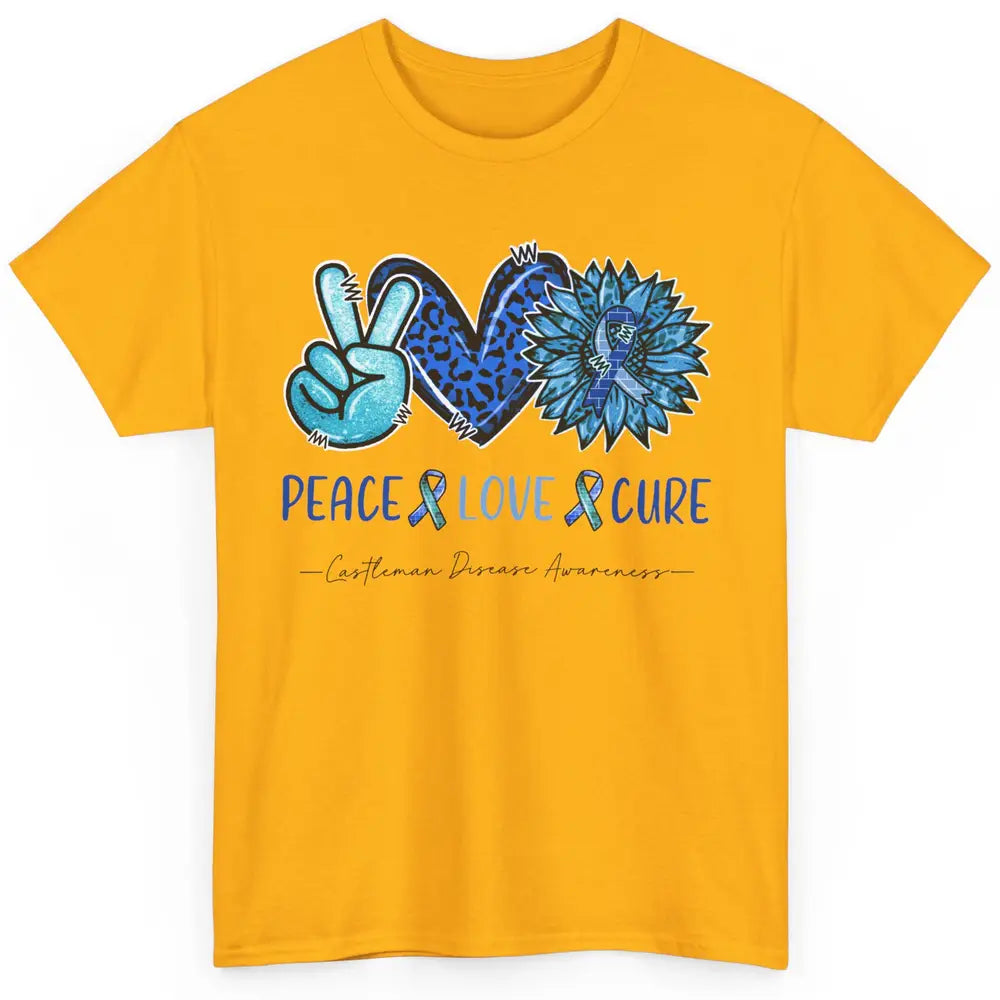 Castleman Disease Awareness Blue Ribbon Peace Love Cure Classic Unisex T-Shirt