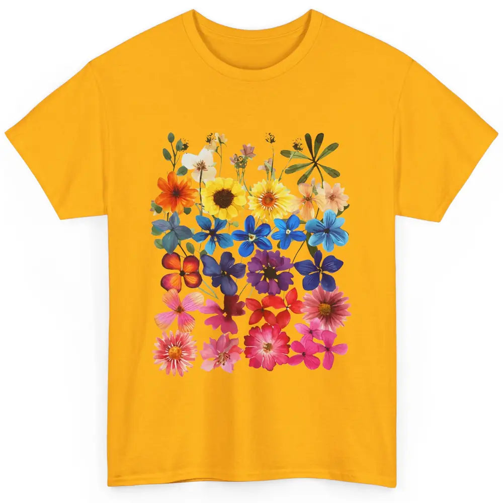 Vintage Pressed Flowers Plant Botanical Garden Wildflower Classic Unisex T-Shirt