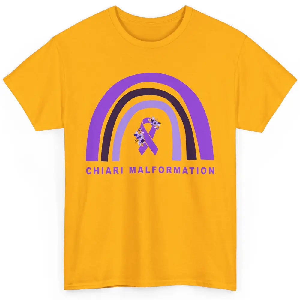 Chiari Malformation Awareness Floral Purple Ribbon Rainbow Classic Unisex T-Shirt