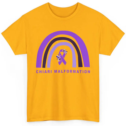 Chiari Malformation Awareness Floral Purple Ribbon Rainbow Classic Unisex T-Shirt