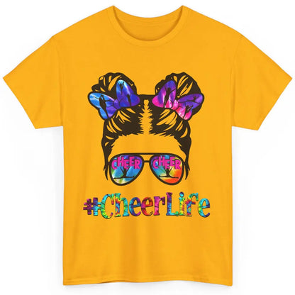 Cheerleading Kid Messy Bun Cheer Life Tie Dye Cheerleader Classic Unisex T-Shirt