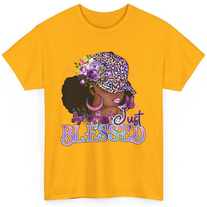 Floral Afro Black Girl Just Blessed Christian Afro American Classic Unisex T-Shirt