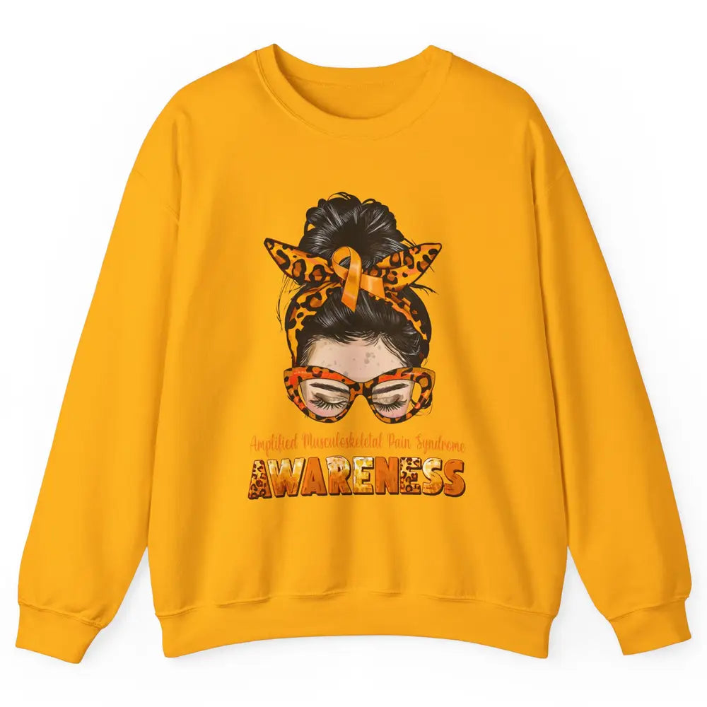 Amplified Musculoskeletal Pain Syndrome Orange Messy Bun Unisex Crewneck Sweatshirt