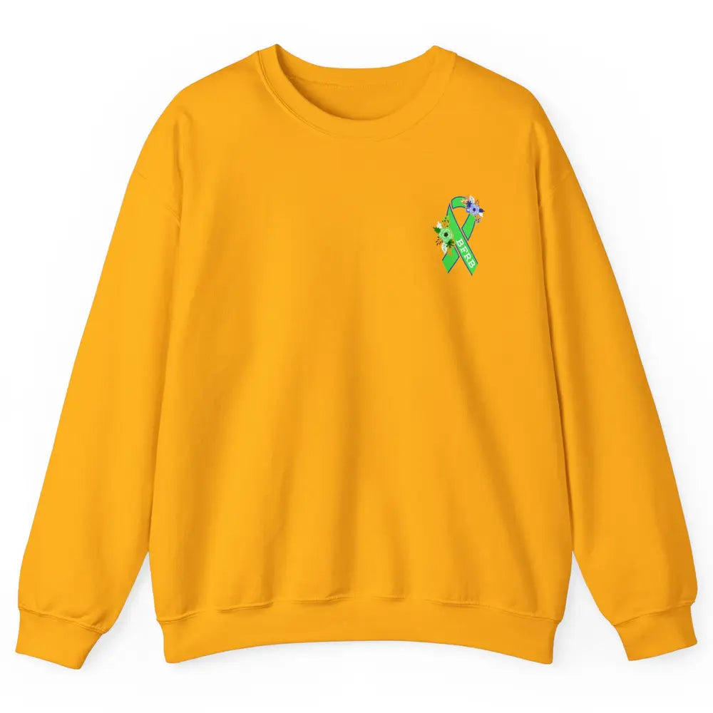 Body Focused Repetitive Disorder BFRB Floral Green Ribbon Unisex Crewneck Sweatshirt