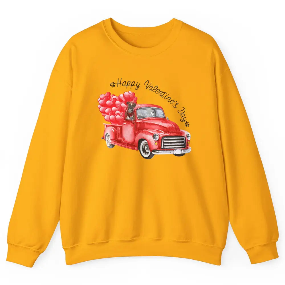 Boxer On Heart Truck Happy Valentines Day Boxer Dog Lovers Unisex Crewneck Sweatshirt