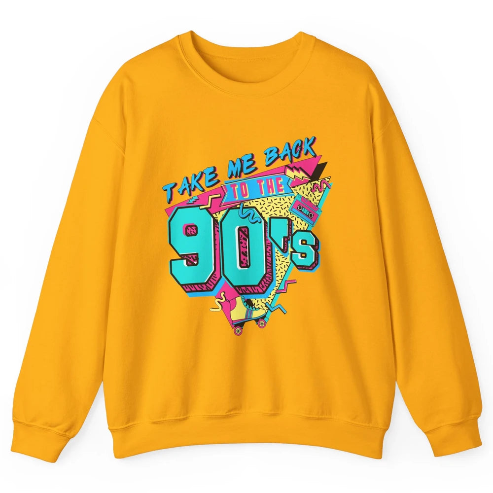 Vintage Take Me Back To The 90s Cassette Retro Rainbow Child Unisex Crewneck Sweatshirt