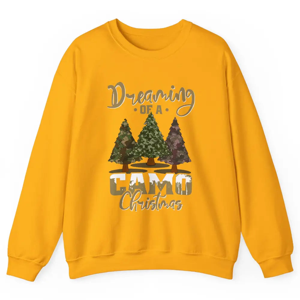 Christmas Tree Dreaming Of A Camo Christmas Veteran Gift Unisex Crewneck Sweatshirt