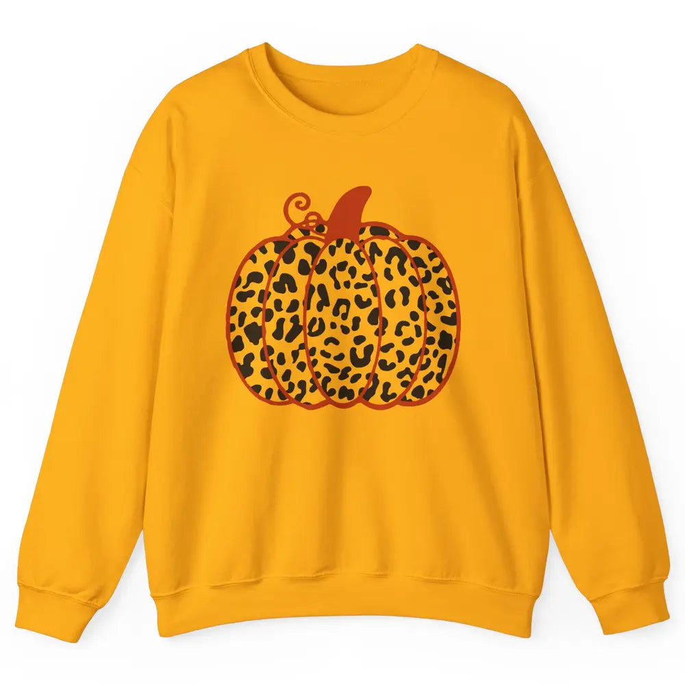 Pumpkin Leopard Fall Autumn Cheetah Pumpkin Thanksgiving Unisex Crewneck Sweatshirt