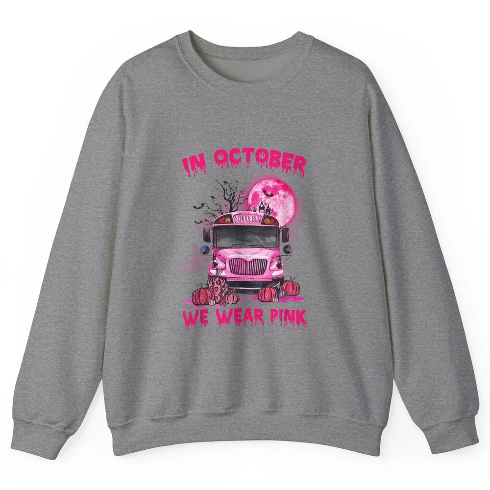 School Bus Driver Wear Pink Ribbon Breast Cancer Awareness Unisex Crewneck Sweatshirt