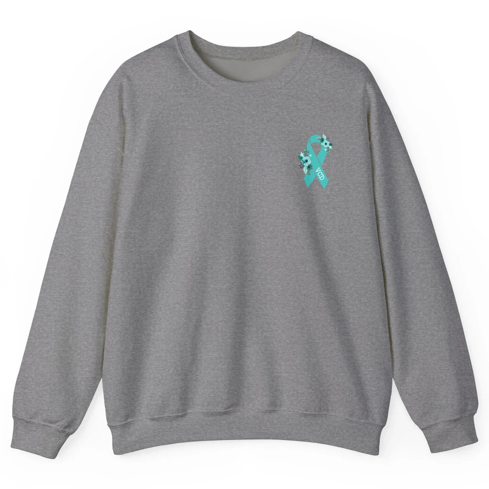 Vocal Cord Dysfunction Awareness Floral Teal Ribbon Rainbow Unisex Crewneck Sweatshirt