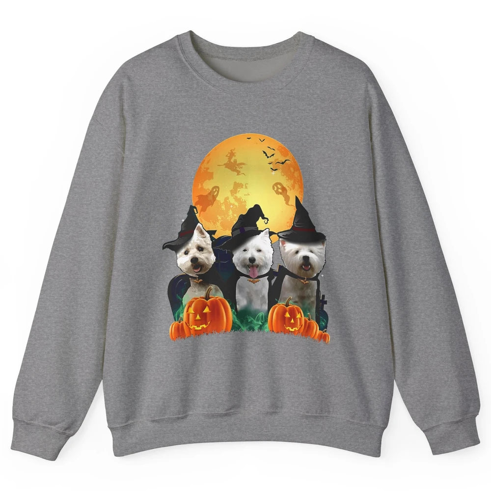 Westie Witch Pumpkin Jack-o-lantern Halloween Dog Mom Gift Unisex Crewneck Sweatshirt