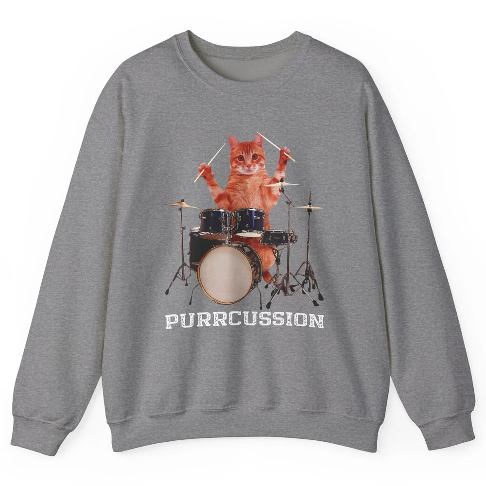 Cat Drummer Purrcussion I Destroy Silence Percussionist Drum Unisex Crewneck Sweatshirt