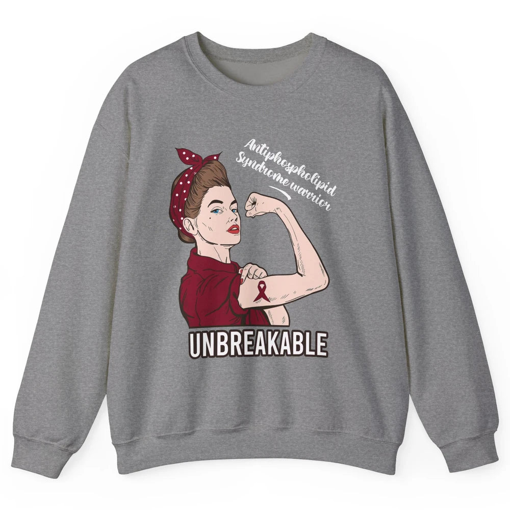 Antiphospholipid Syndrome Ribbon Strong Woman Unbreakable Unisex Crewneck Sweatshirt