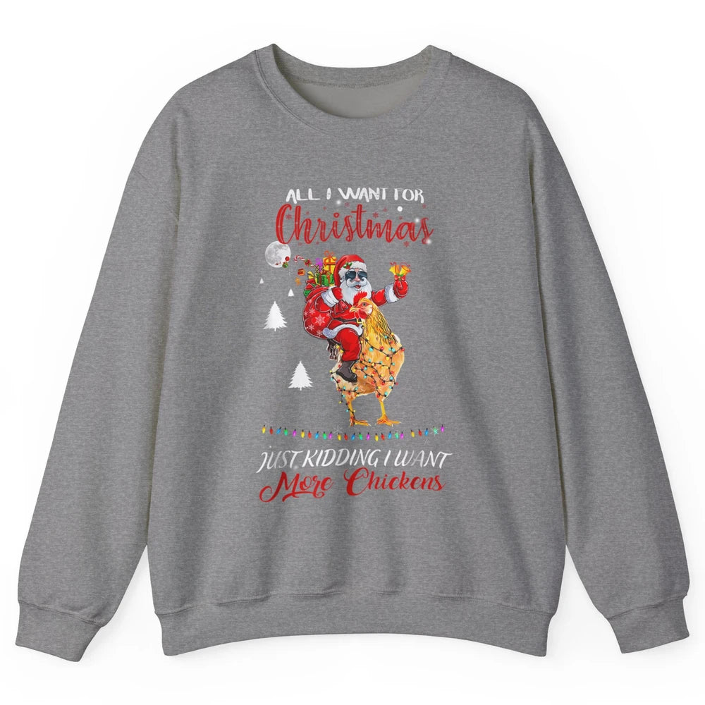 Merry Christmas Funny Santa Claus Riding Chicken Xmas Vibes Unisex Crewneck Sweatshirt