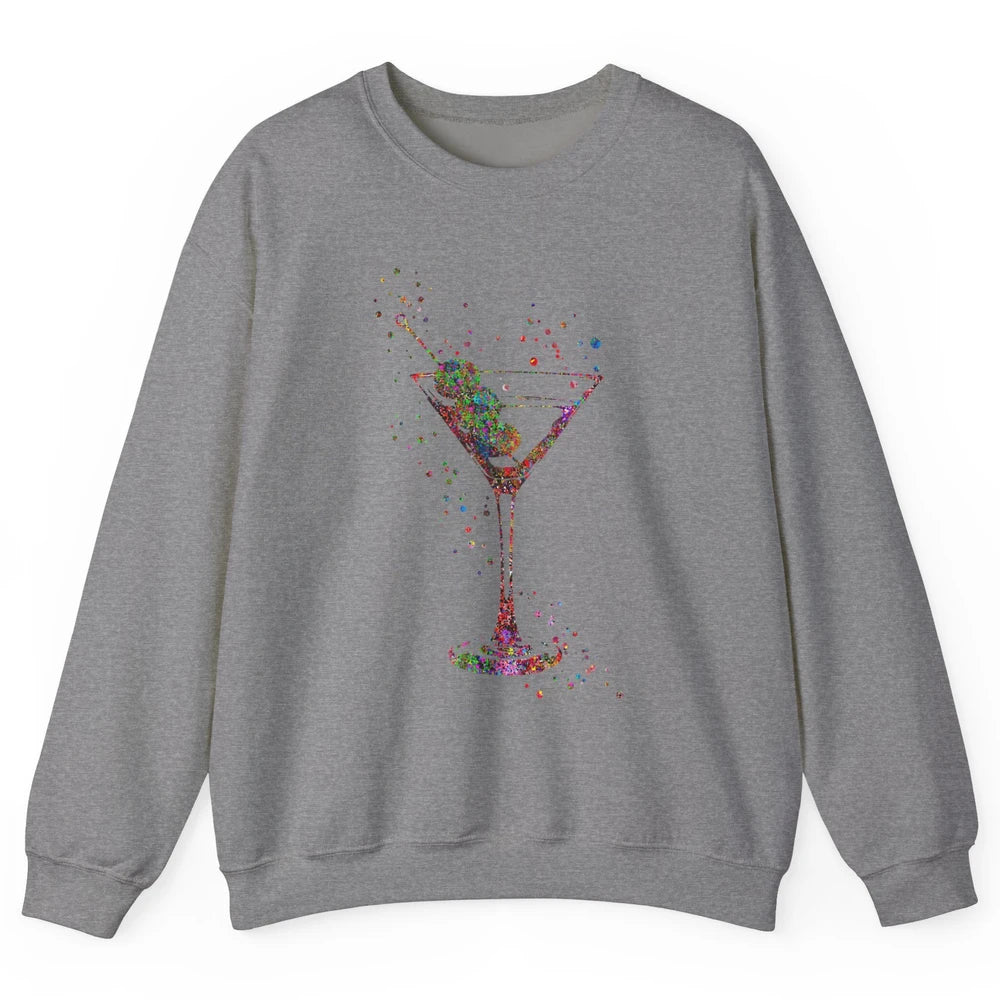 Watercolor Glass Of Martini Cocktails Wine Shot Alcoholic Unisex Crewneck Sweatshirt