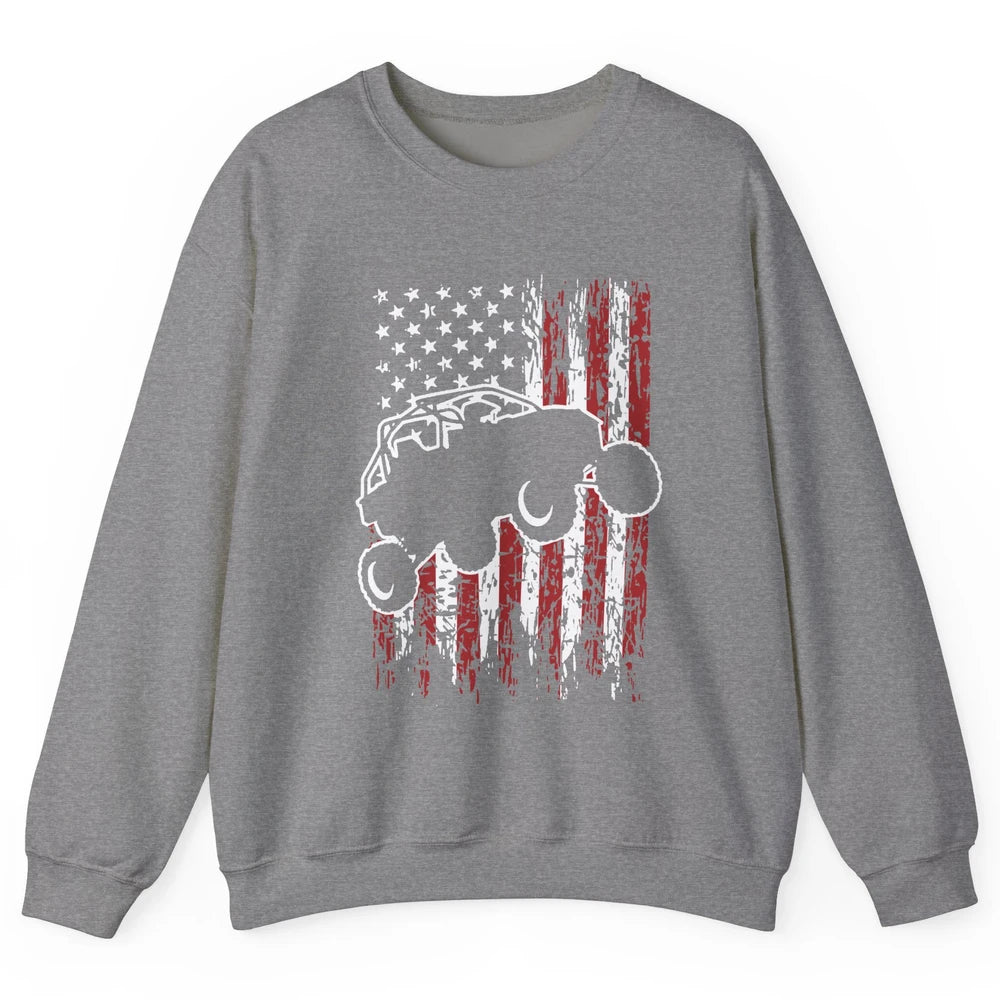 US Flag ATV Side By Side Rider UTV July 4th Offroad Riding Unisex Crewneck Sweatshirt