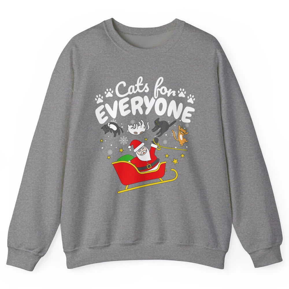 Merry Christmas Funny Cat For Everyone Santa Claus Reindeer Unisex Crewneck Sweatshirt