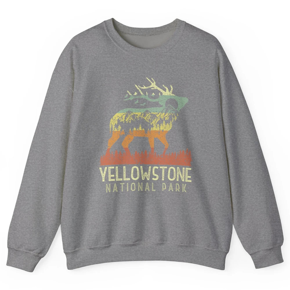 Yellowstone National Park Reindeer Mountains Vintage Outdoor Unisex Crewneck Sweatshirt