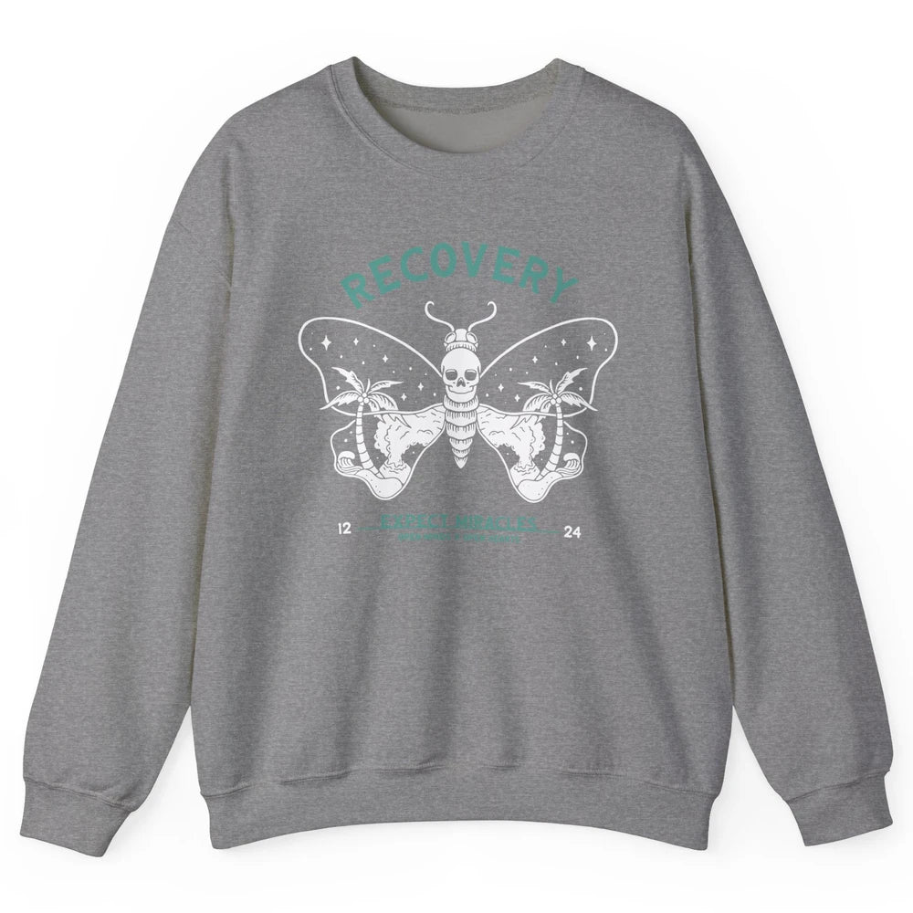 Butterfly Skull Skeleton Addiction Recovery Awareness Gothic Unisex Crewneck Sweatshirt