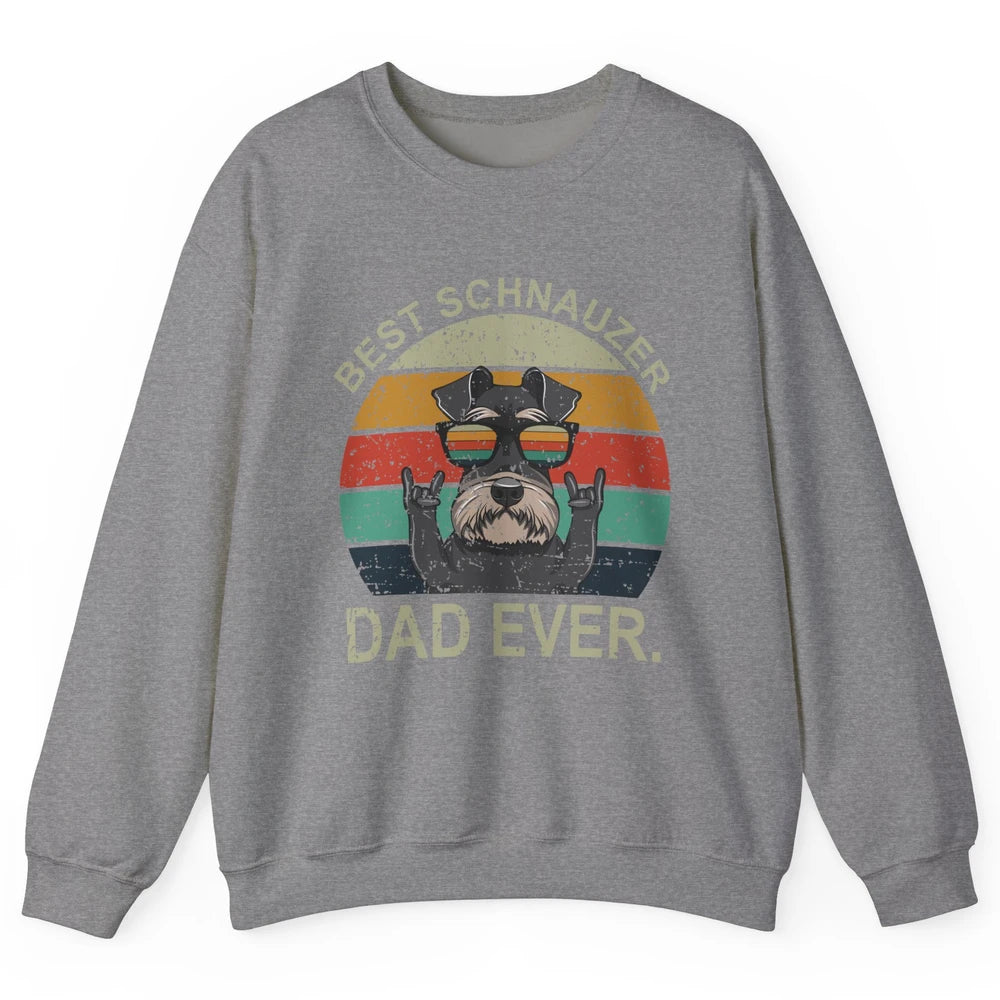 Vintage Sunset Best Schnauzer Dad Ever Father's Day Unisex Crewneck Sweatshirt