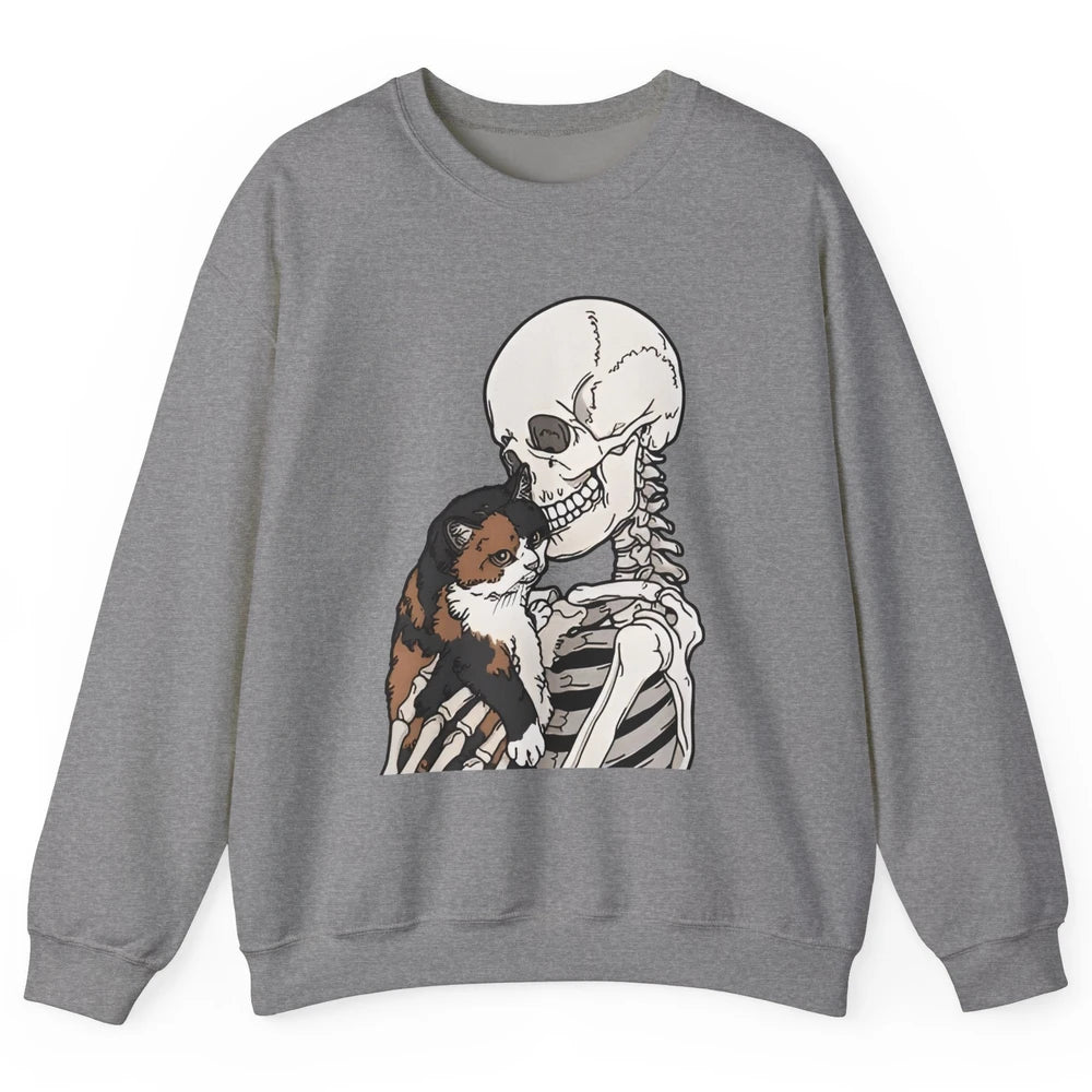 Cat And Skeleton Best Friends Of Cats Funny Cat Lovers Gift Unisex Crewneck Sweatshirt