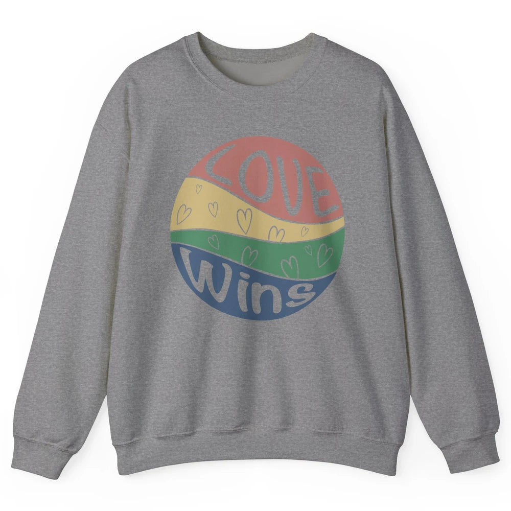 Vintage Love Wins LGBT Gay Pride Month Love Is Love Unisex Crewneck Sweatshirt