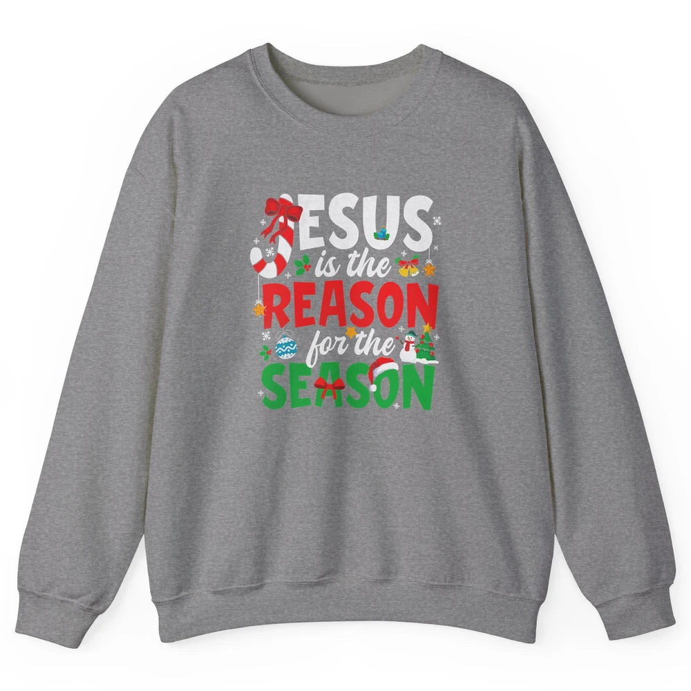 Merry Christmas Jesus The Reason For Season Xmas Candy Tree Unisex Crewneck Sweatshirt