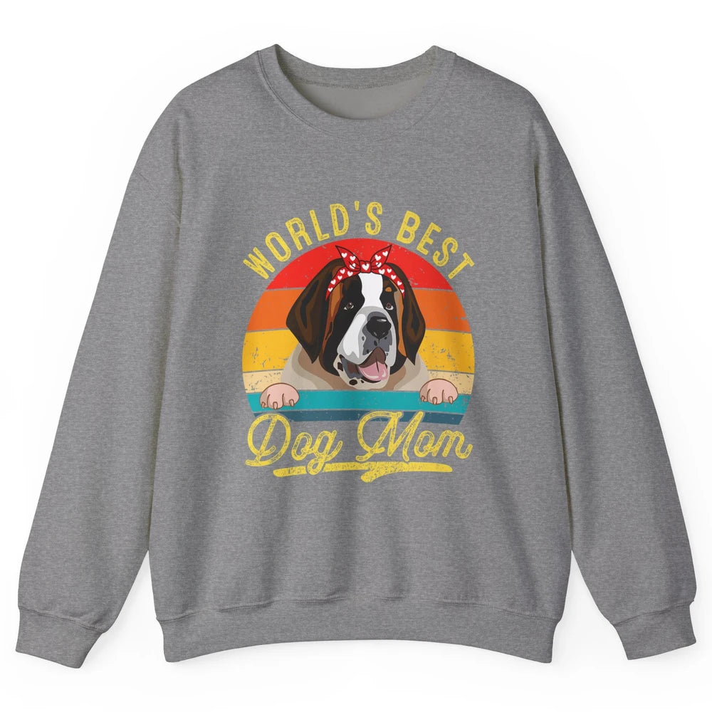 World Best Saint Bernard Dog Mom Funny Sunflower Mothers Day Unisex Crewneck Sweatshirt