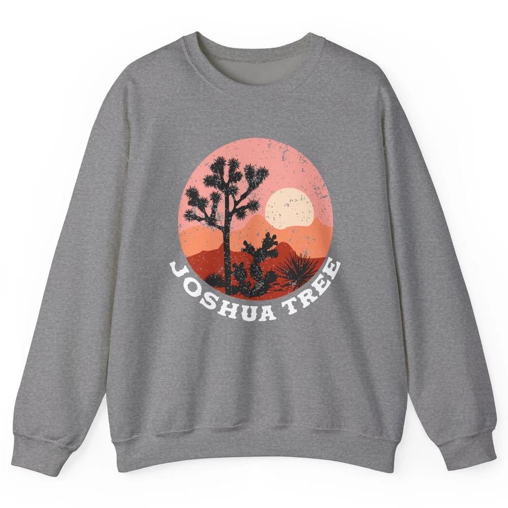 Vintage Desert Sunset Joshua Tree Hippie Girl Inspirational Unisex Crewneck Sweatshirt