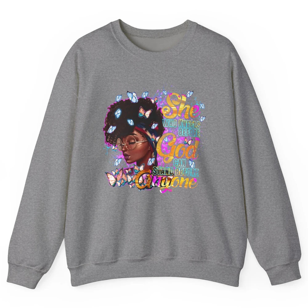 Black Girl She Who Kneels Before God Christian Afro Women Unisex Crewneck Sweatshirt