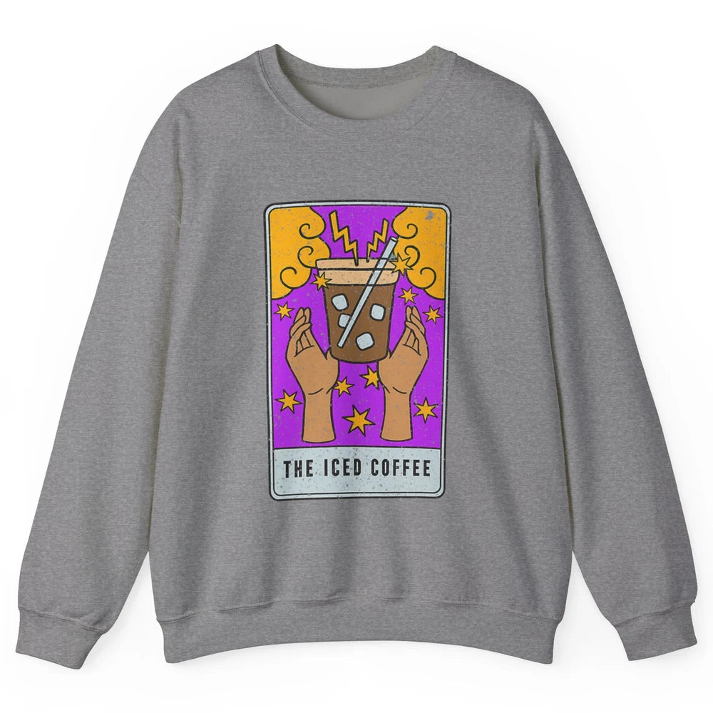 The Iced Coffee Witch Latte Tarot Card Mystical Halloween Unisex Crewneck Sweatshirt