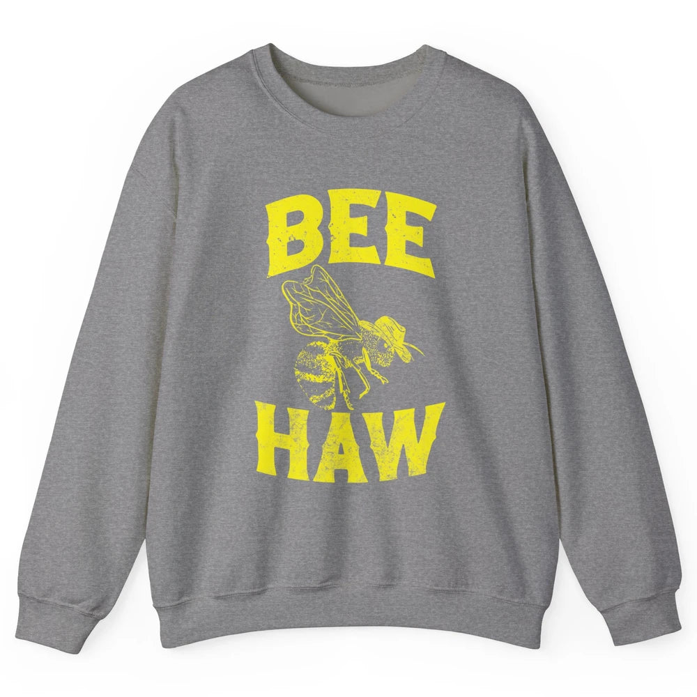 Western Country Bee Haw Retro Cowboy Hat Rodeo Howdy Vintage Unisex Crewneck Sweatshirt