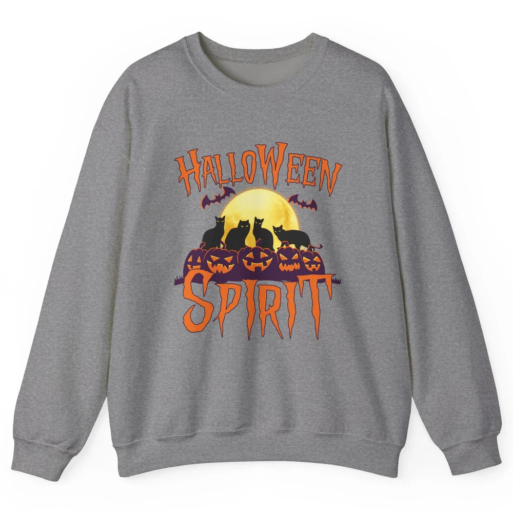 Black Cat Pumpkin Halloween Spirit Moon Night Cat Lover Gift Unisex Crewneck Sweatshirt