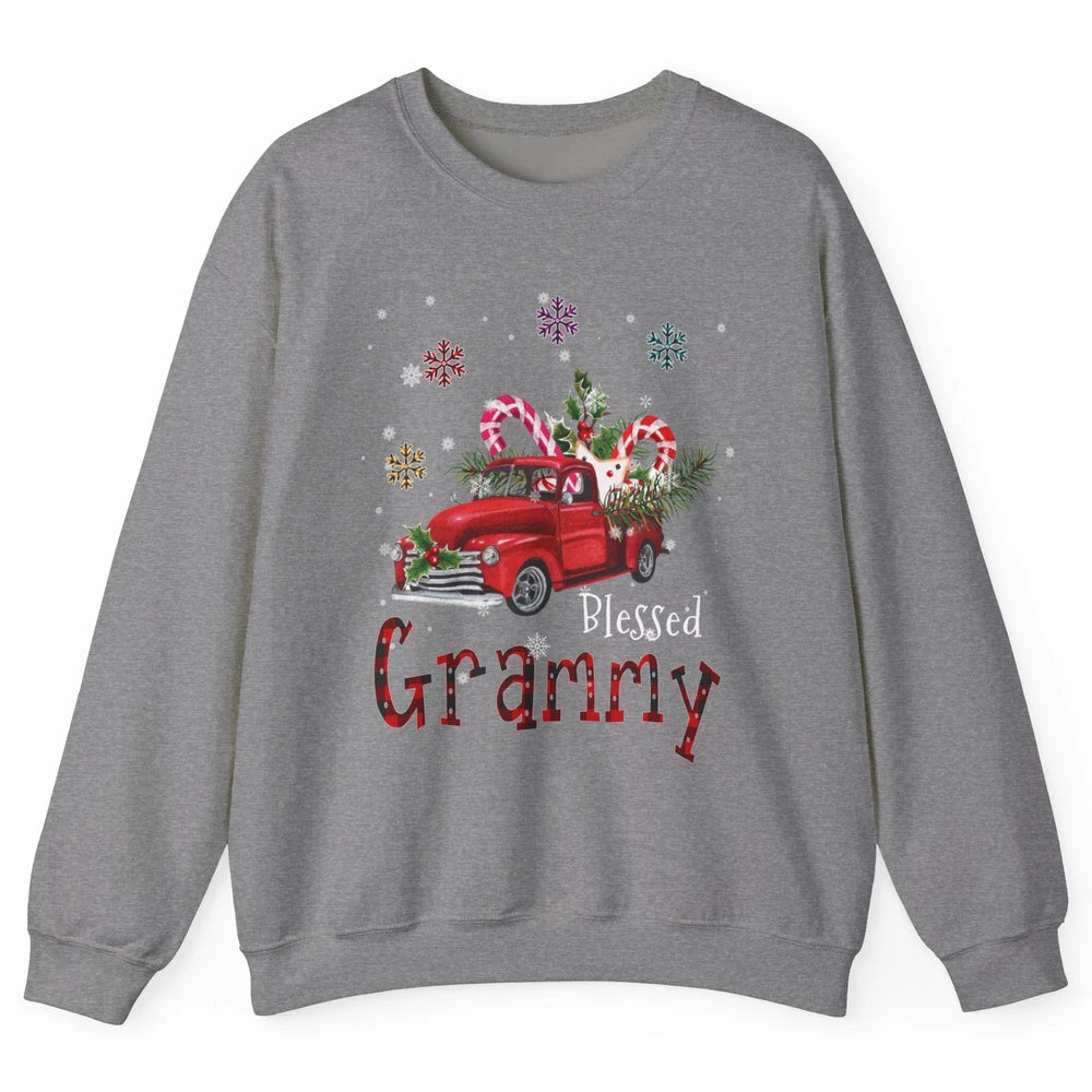 Merry Christmas Blessed Grammy Red Truck Xmas Grandma Retro Unisex Crewneck Sweatshirt