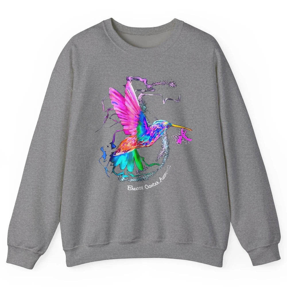 Breast Cancer Awareness Hummingbird Sunflower Pink Ribbon Unisex Crewneck Sweatshirt