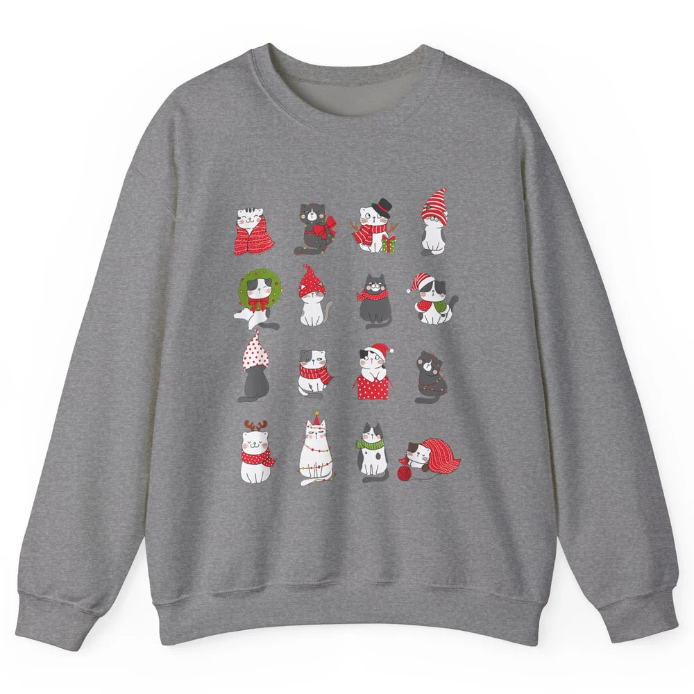 Merry Christmas Meowy Cat Cute Santa Hat Kitten Xmas Kawaii Unisex Crewneck Sweatshirt