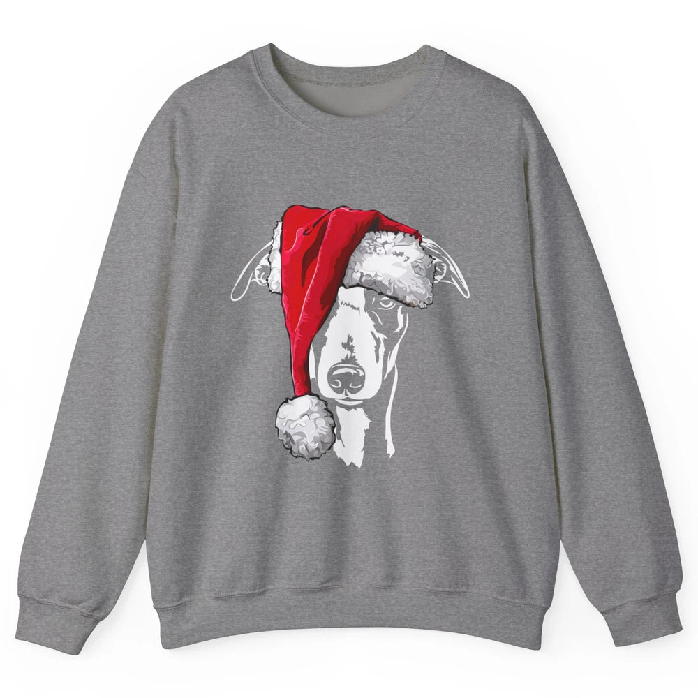 Merry Christmas Funny Whippet Santa Claus Hat Xmas Dog Retro Unisex Crewneck Sweatshirt