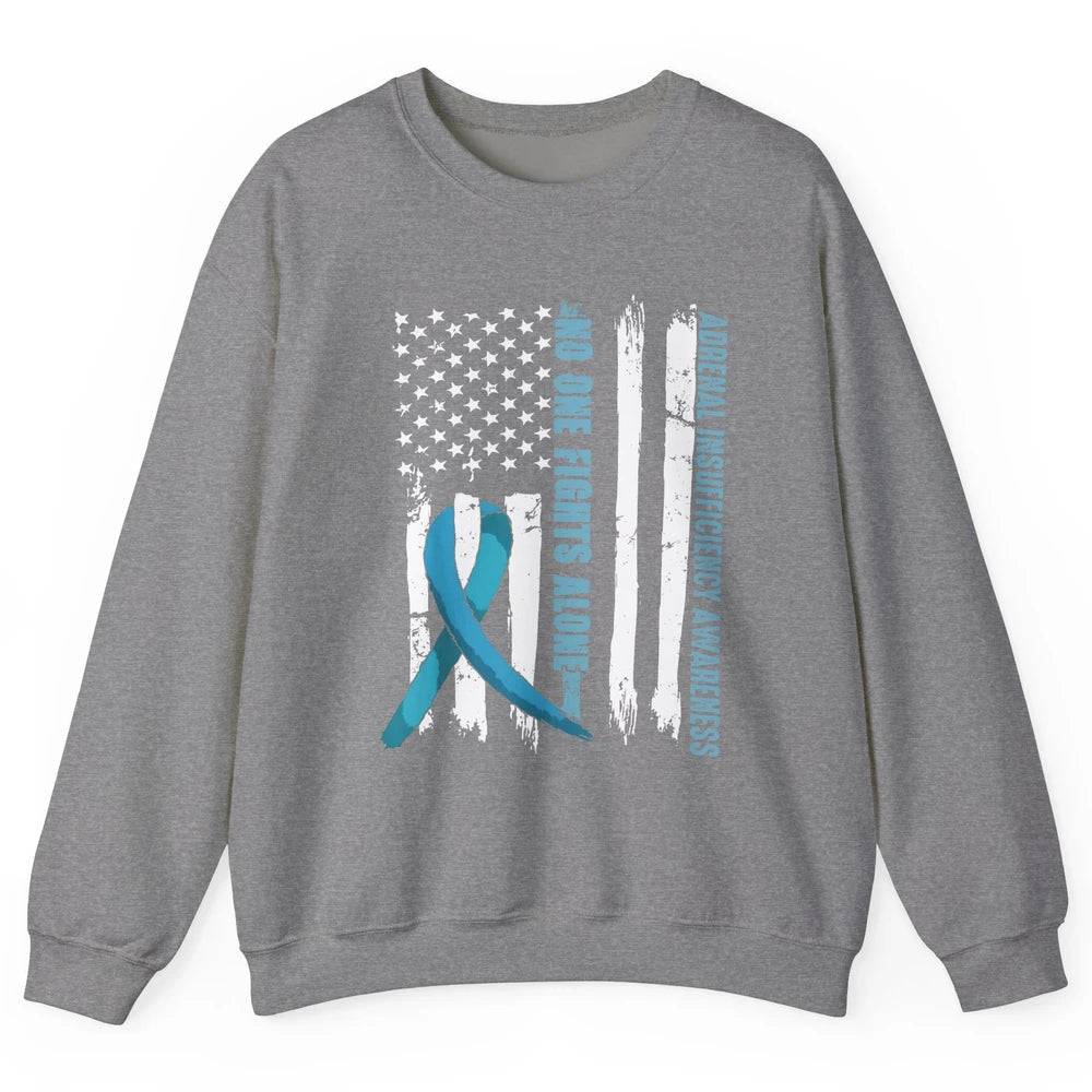 Adrenal Insufficiency Awareness No One Fight Alone US Flag Unisex Crewneck Sweatshirt