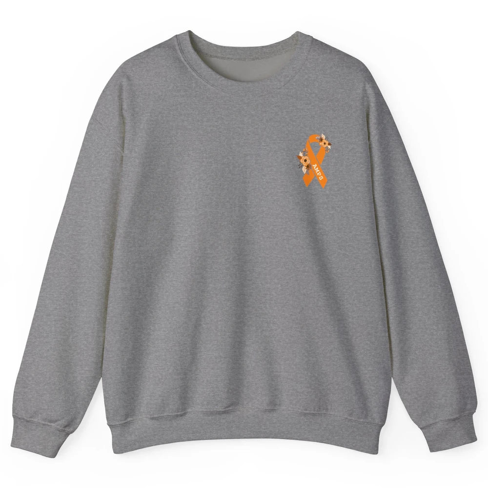 Amplified Musculoskeletal Pain Syndrome AMPS Orange Ribbon Unisex Crewneck Sweatshirt