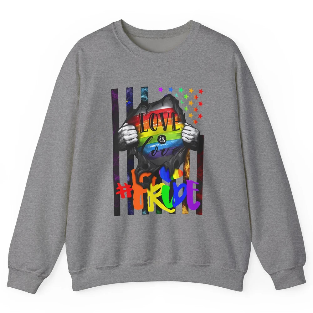 American Flag Love Is Love LGBT Gay Pride Month Equality Unisex Crewneck Sweatshirt